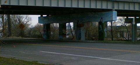 Baseball under the Poseyville overpass.