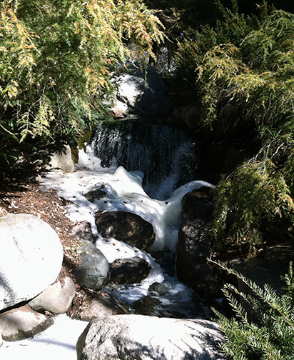 The waterfall near the entrance is much more liquid now.