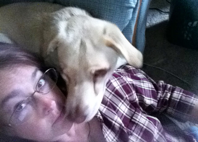 Me with my dog Abbey getting in my face