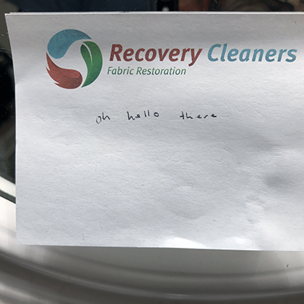 Sticky note reading "Oh hello there"