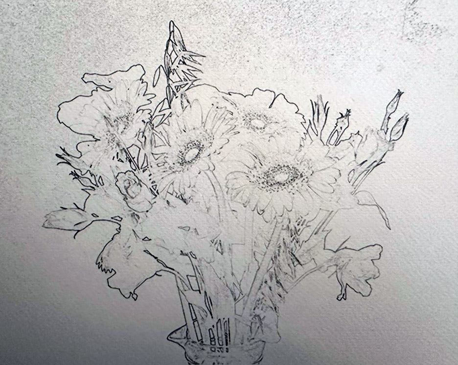 line outline of flower bouquet